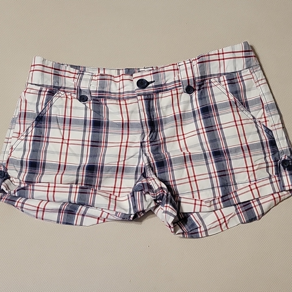 Maurice's Red/Blue Plaid Cotton Shorts